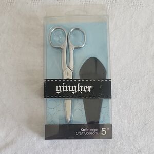 GINGHER 5" Knife Edge Craft Scissors With Sheath New In Box